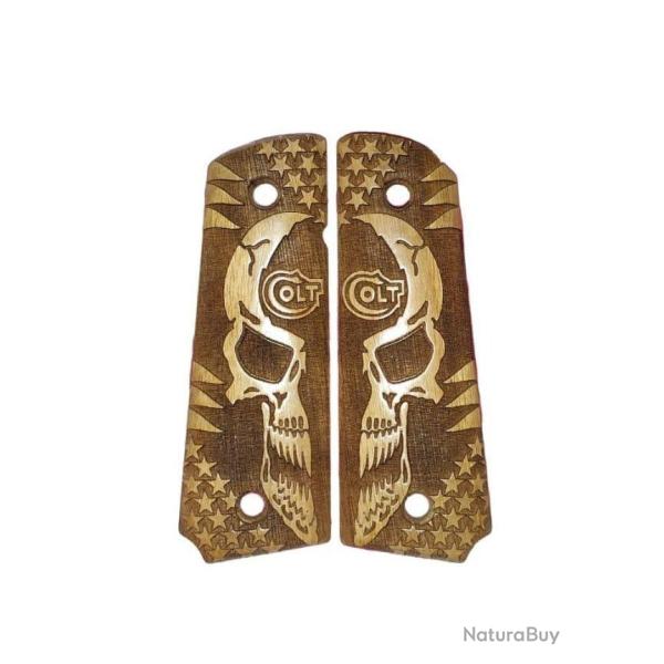 Grip bois Colt 1911 Skull Edition laser cut