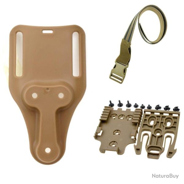 Holster cuisse BattleClaw Glock 17 19 22 QLS droitier - Kit QLS court - Marron