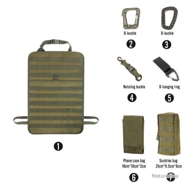 Kit organiseur Molle si�ge arri�re voiture - Ensemble-B1-Green