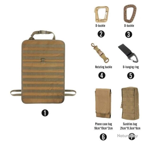 Kit organiseur Molle si�ge arri�re voiture - Ensemble-B1-TAN