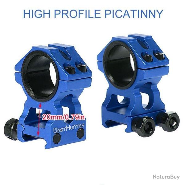 Montage lunette vis�e 25.4mm/30m Picatinny - Blue