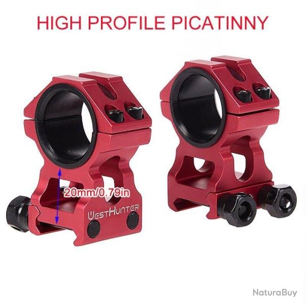 Montage lunette vis�e 25.4mm/30m Picatinny - Red