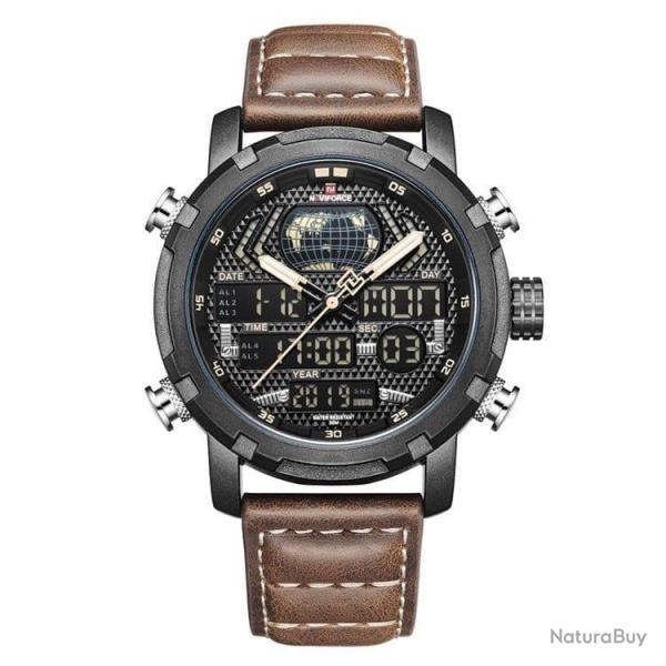 Montre WorldTac LED NAVIFORCE marron/noir