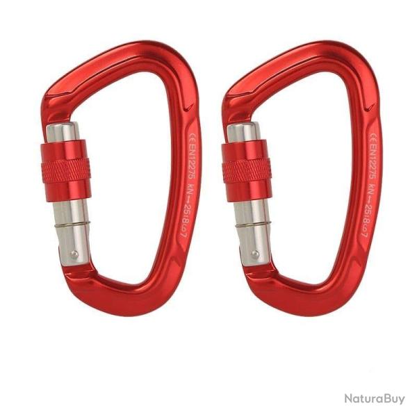 Mousqueton boucle s�curit� 25kN forme D - Rouge x2