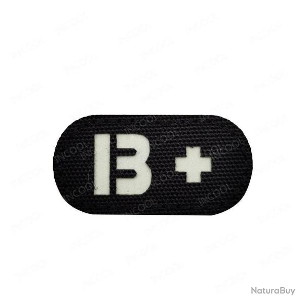 Patch A+ B+ AB O+ r�fl�chissant - Noir - Blanc B+