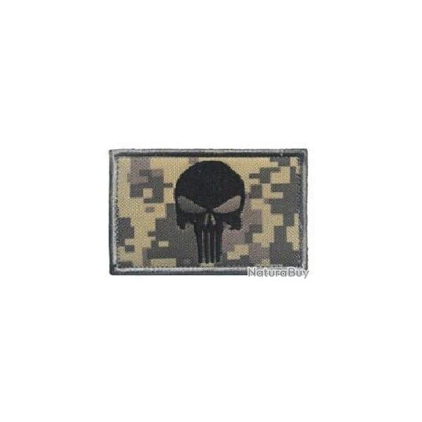 Patch broderie cr�ne 3D tiss� - Digital  gris