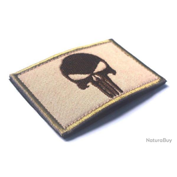 Patch broderie cr�ne 3D tiss� - Beige