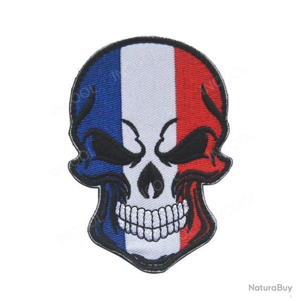 Patch cr�ne drapeau bleu blanc rouge
