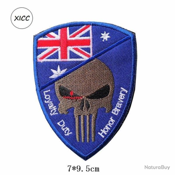 Patch cr�ne drapeau national 3D 7x9,5 cm - Australie