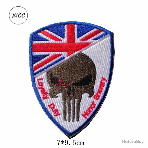 Patch cr�ne drapeau national 3D 7x9,5 cm - Angleterre