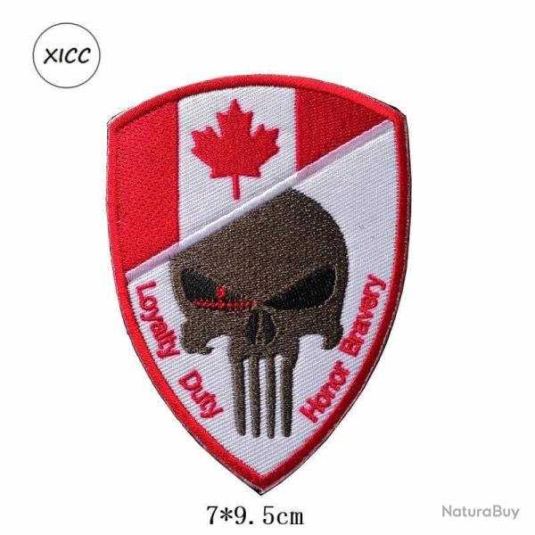 Patch cr�ne drapeau national 3D 7x9,5 cm - Canada
