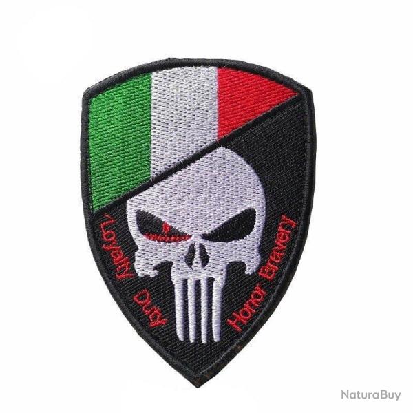 Patch cr�ne drapeau national 3D 7x9,5 cm - Italie