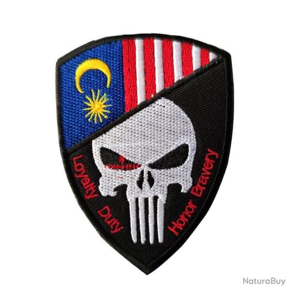 Patch cr�ne drapeau national 3D 7x9,5 cm - Malaisie