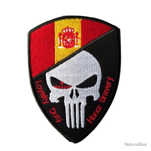 Patch cr�ne drapeau national 3D 7x9,5 cm - Espagne