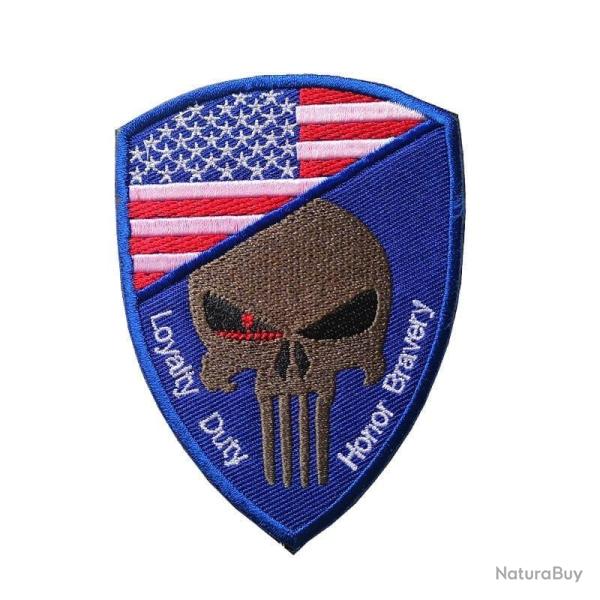 Patch cr�ne drapeau national 3D 7x9,5 cm - Etats-Unis