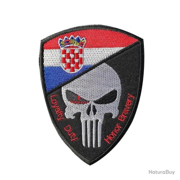Patch cr�ne drapeau national 3D 7x9,5 cm - Croatie