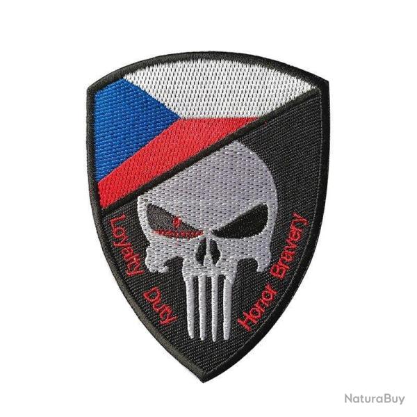 Patch cr�ne drapeau national 3D 7x9,5 cm - R�publique tch�que