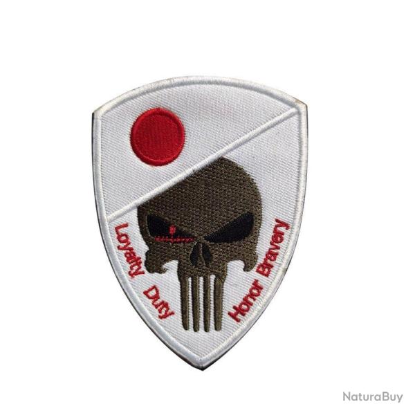 Patch cr�ne drapeau national 3D 7x9,5 cm - Japon