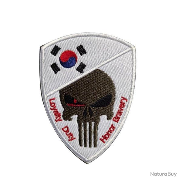 Patch cr�ne drapeau national 3D 7x9,5 cm - Korea