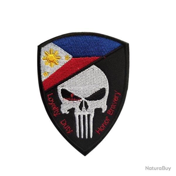 Patch cr�ne drapeau national 3D 7x9,5 cm - Philippines