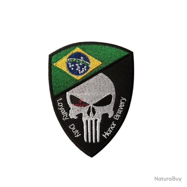 Patch cr�ne drapeau national 3D 7x9,5 cm - Br�zil