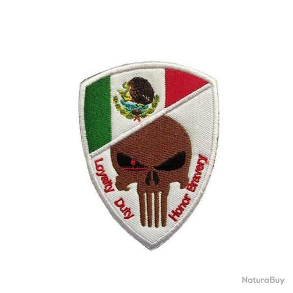 Patch cr�ne drapeau national 3D 7x9,5 cm - Mexique
