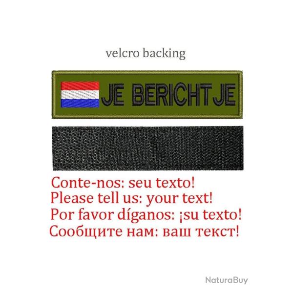 Patch drapeau nom personnalis� uniforme - Pays bas-Velcro