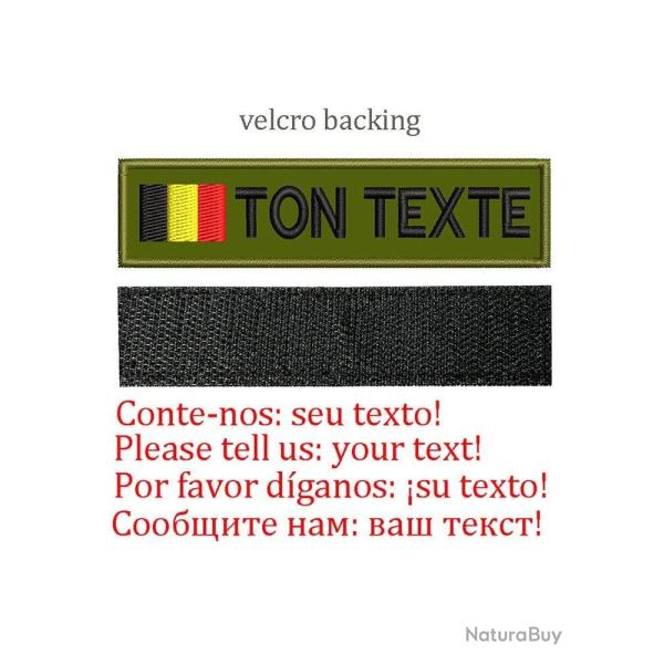 Patch drapeau nom personnalis� uniforme - Belgique-Velcro