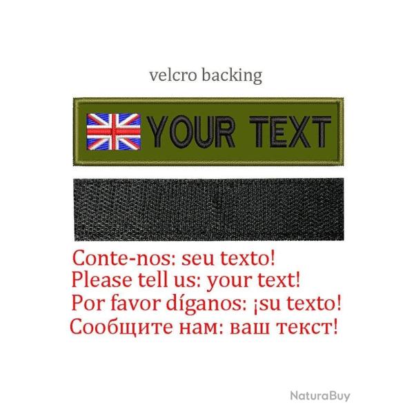 Patch drapeau nom personnalis� uniforme - UK-Velcro