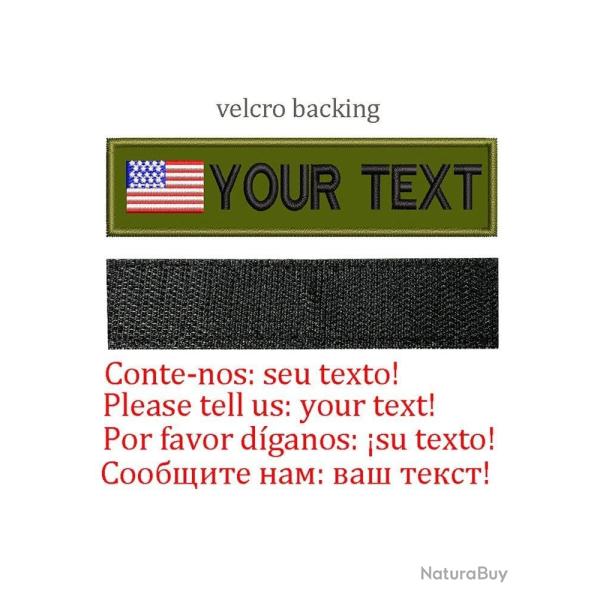 Patch drapeau nom personnalis� uniforme - US-Velcro
