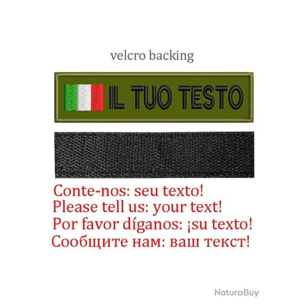 Patch drapeau nom personnalis� uniforme - Italie-Velcro