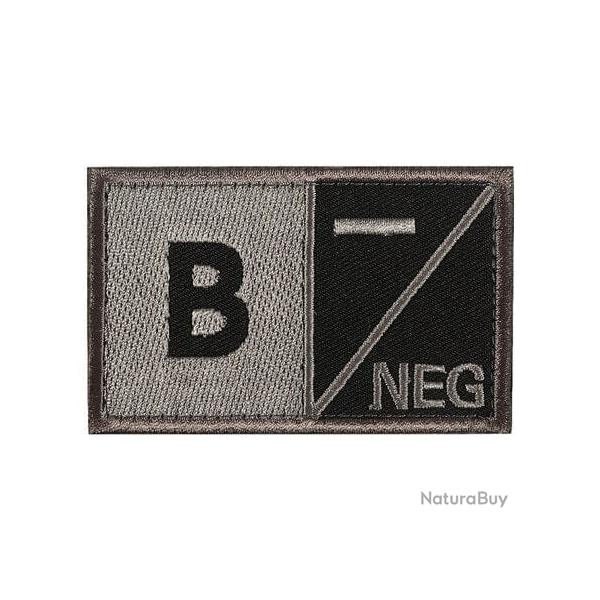 Patch groupe sanguin noir crochet et boucle - B- n�gatif