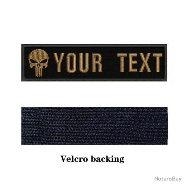 Patch logo cr�ne personnalis� Velcro 10x2,5 cm - Marron