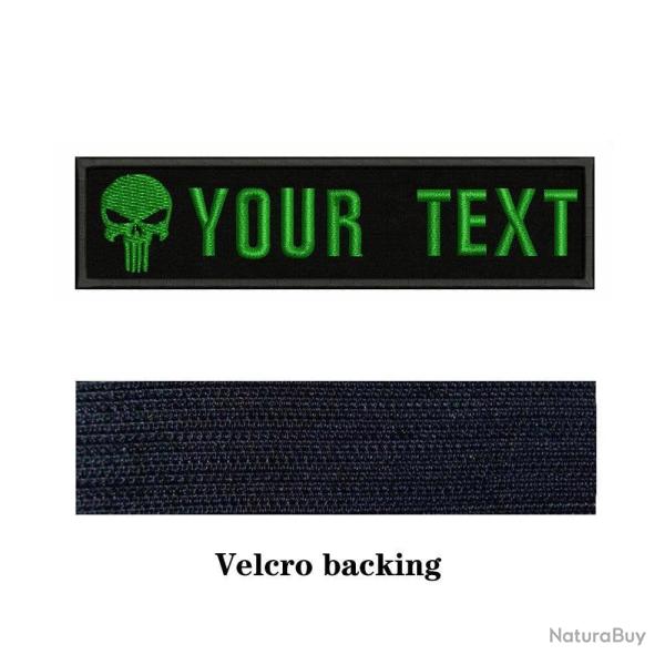 Patch logo cr�ne personnalis� Velcro 10x2,5 cm - Vert