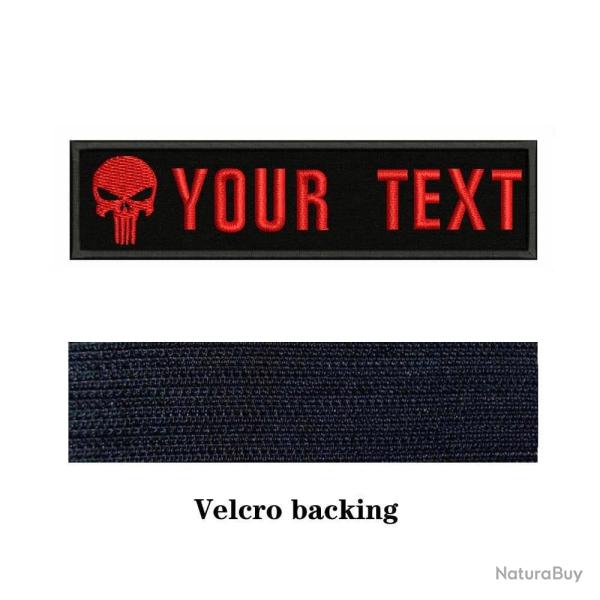 Patch logo cr�ne personnalis� Velcro 10x2,5 cm - Rouge
