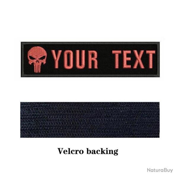 Patch logo cr�ne personnalis� Velcro 10x2,5 cm - Rose Rouge