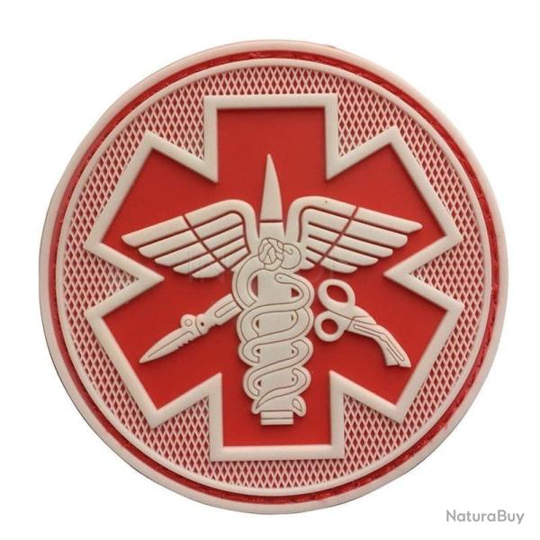 Patch m�dical embl�me 3D PVC - Rouge - Blanc