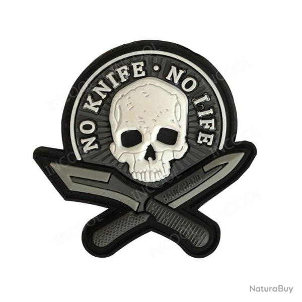 Patch militaire cr�ne 3D caoutchouc - Blanc