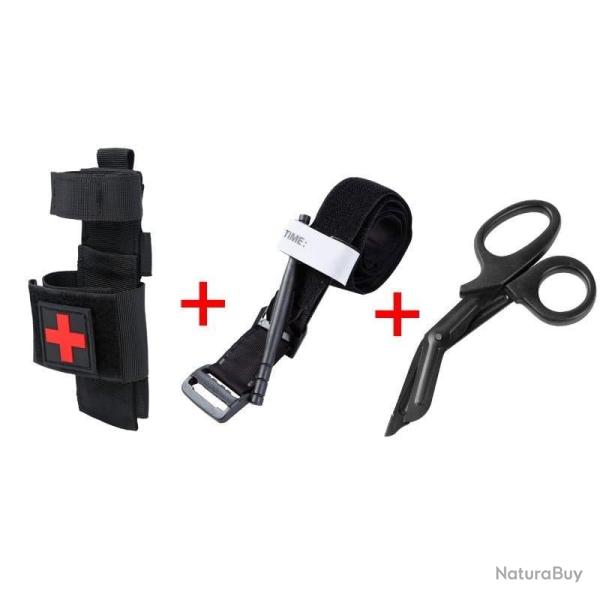 Pochette m�dicale ceinture Molle TI-EDC - Black (Style-2)  + accessoires