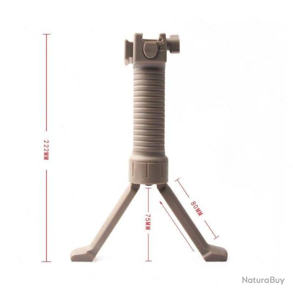 Poign�e bipied t�te pivotante 20 mm - Type A Kaki