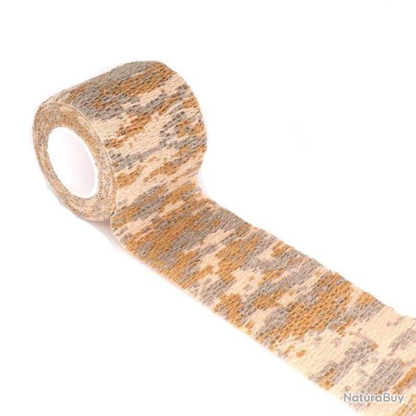 Ruban adh�sif camouflage �lastique - Camouflage marron / 2.5cm X 4.5m