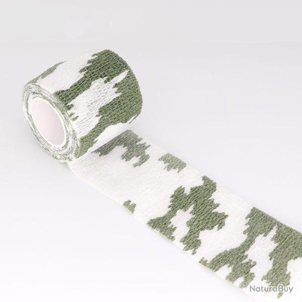 Ruban adh�sif camouflage �lastique - Camouflage vert - blanc / 7.5cm X 4.5m