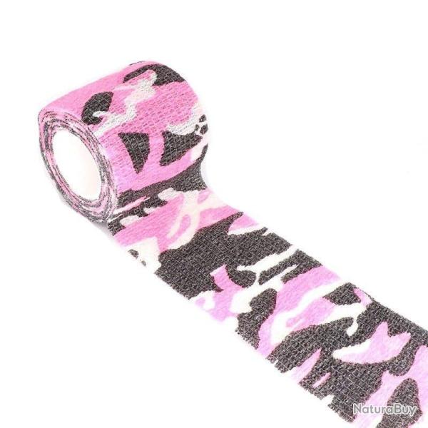 Ruban adh�sif camouflage �lastique - Rose camouflage / 10cm X 4.5m
