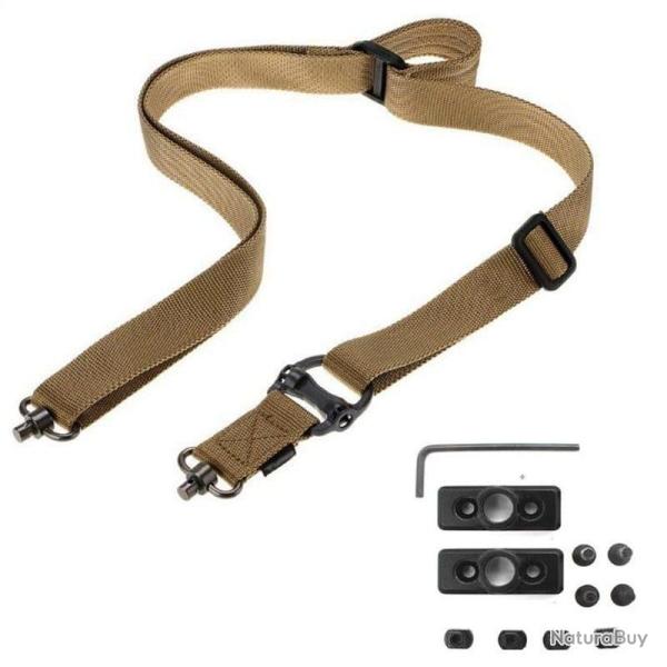 Sangle fusil boucle pivotante QDM M2S - Tan / Coyote (avec visserie)