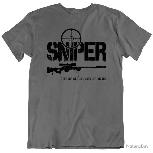 T shirt SNIPER US Army Special Force Seals Para Sas Gris fonc�