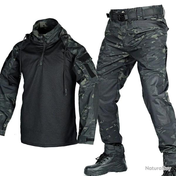 Ensemble chemise et pantalon tactique Tribe Fans Multicam noir