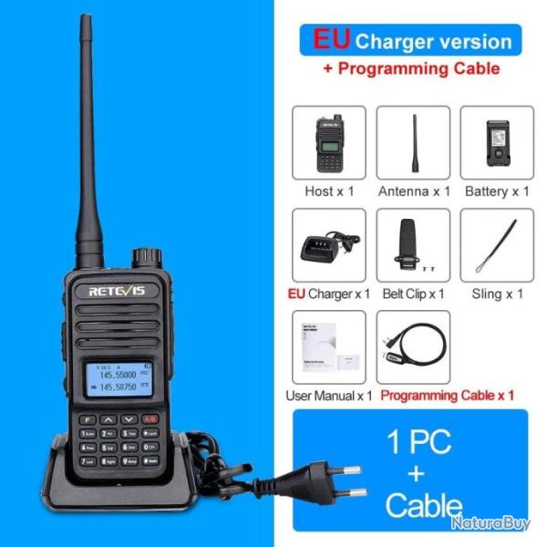 Talkie-walkie longue port�e Retevis RT85 - x1 EU plus cable