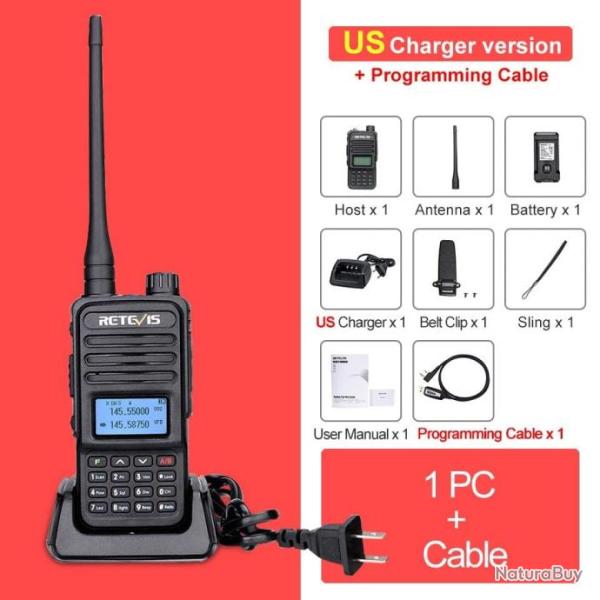 Talkie-walkie longue port�e Retevis RT85 - x1 US plus cable