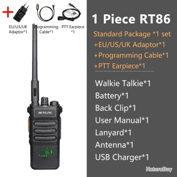 Talkie-walkie longue port�e RT86 PTT 10W - 1 PC and ACC