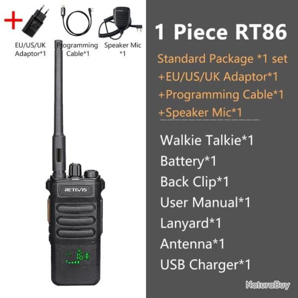 Talkie-walkie longue port�e RT86 PTT 10W - 1 PC and ACC 1